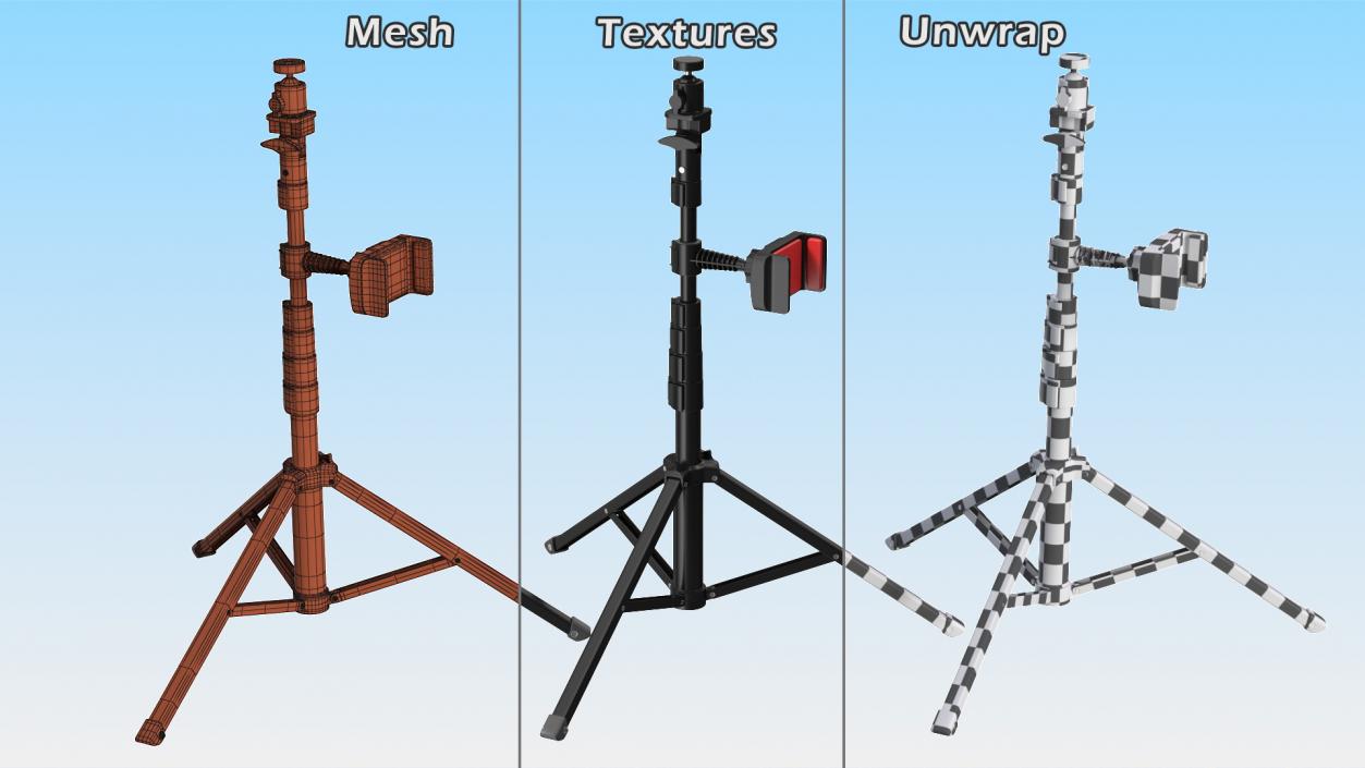 3D model Tall Tripod Stand with Phone Holder