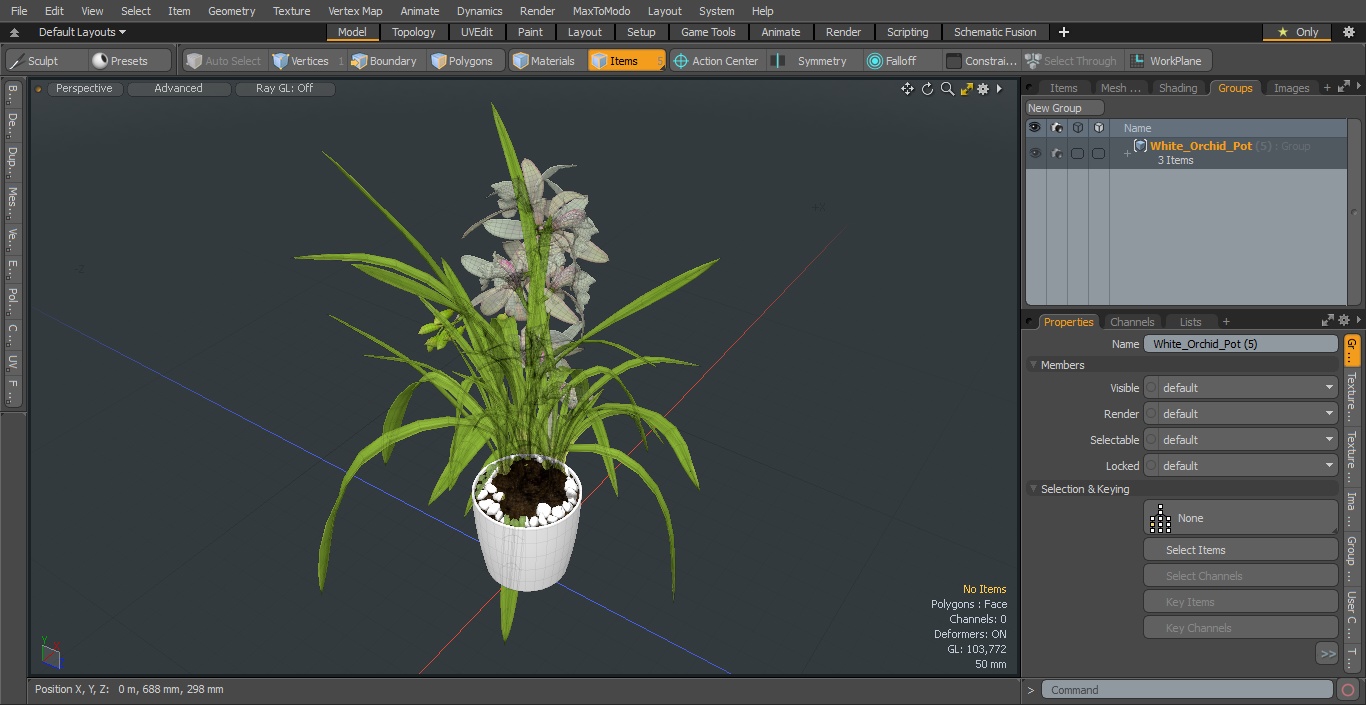 3D White Orchid Pot