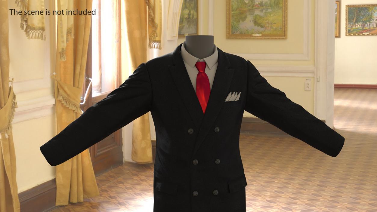 3D Business Suit Red Tie