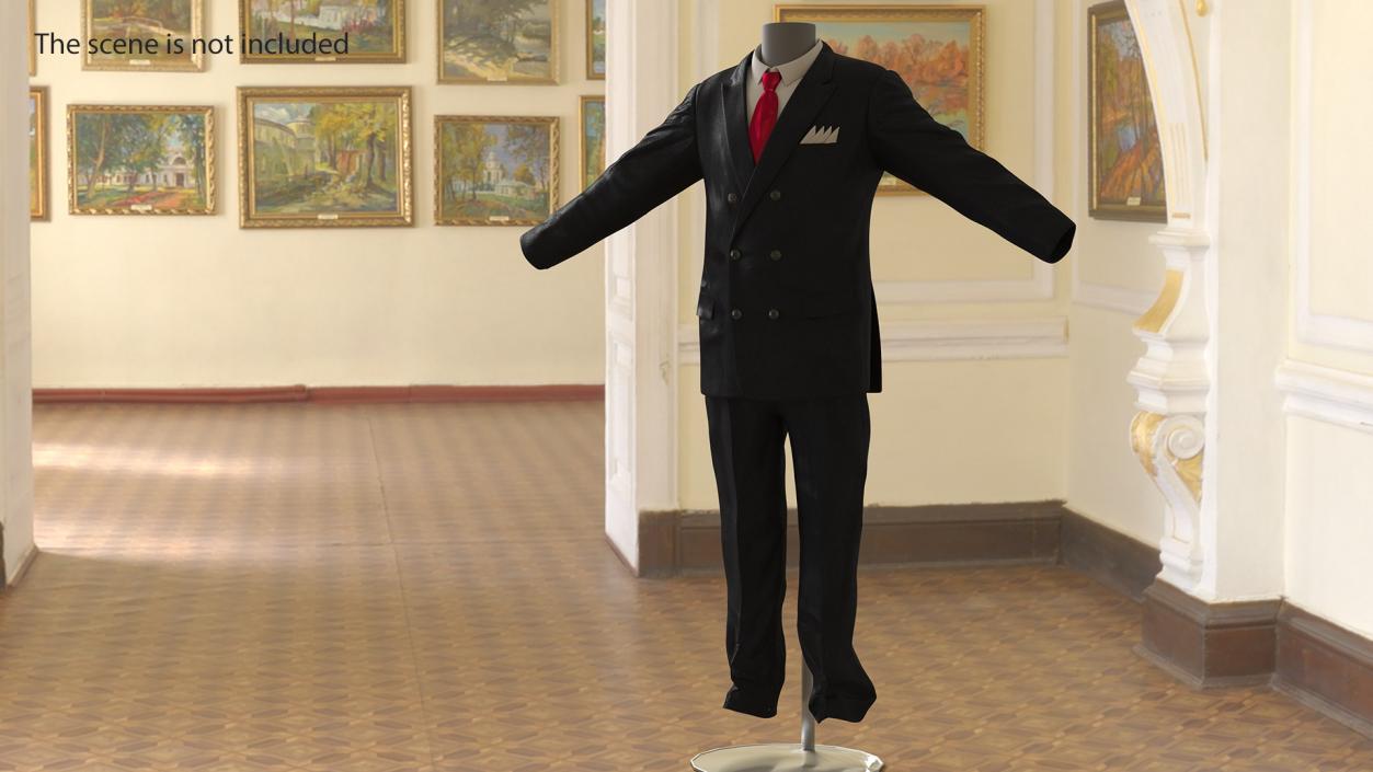 3D Business Suit Red Tie