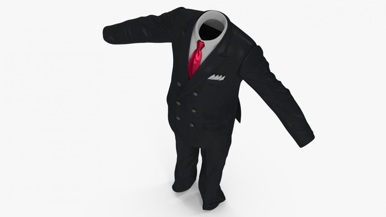 3D Business Suit Red Tie