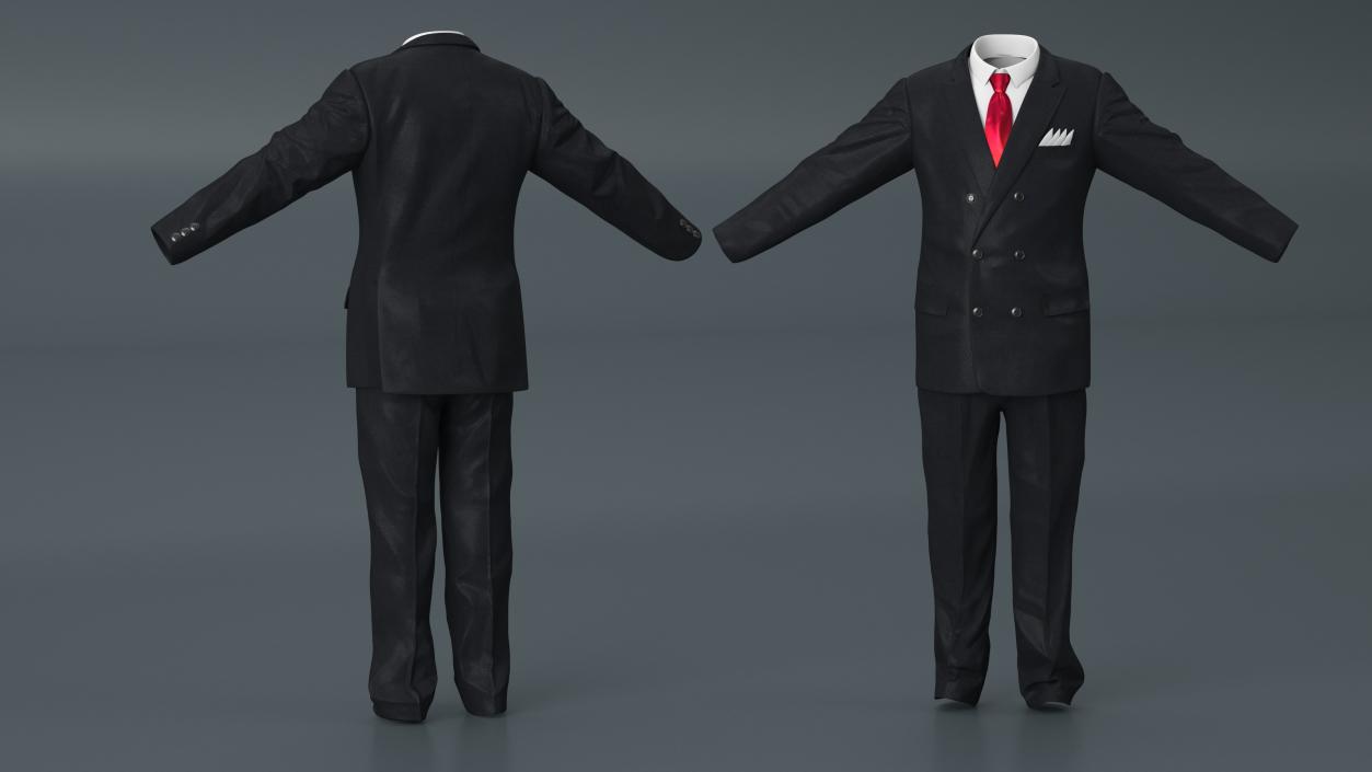 3D Business Suit Red Tie