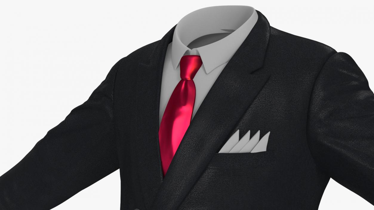 3D Business Suit Red Tie