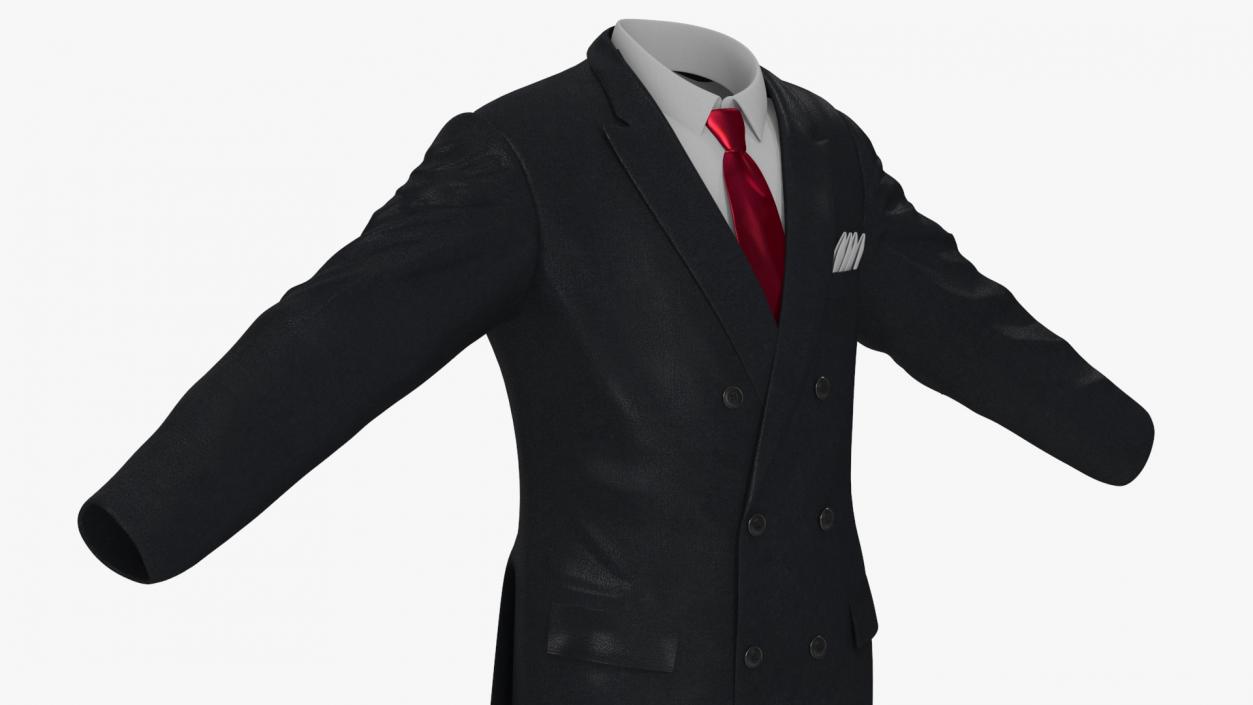 3D Business Suit Red Tie