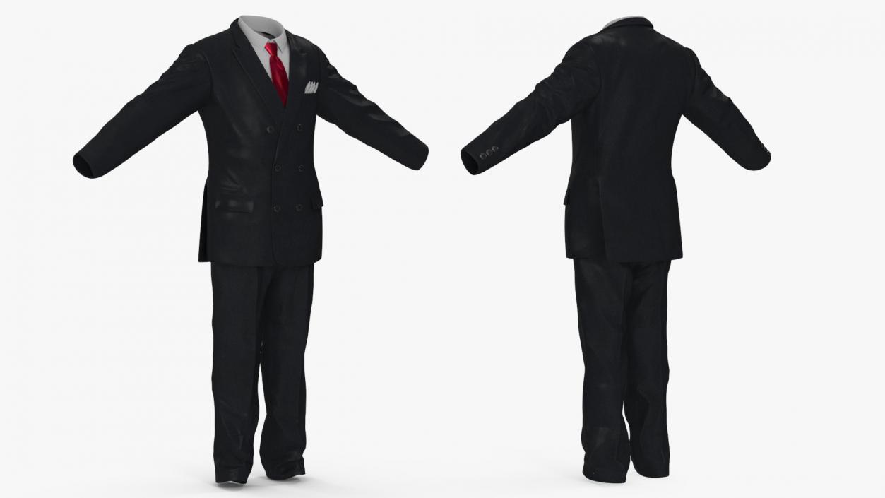 3D Business Suit Red Tie