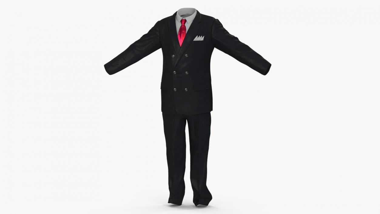 3D Business Suit Red Tie