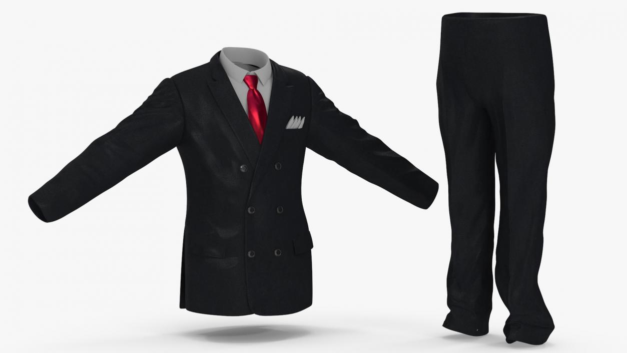 3D Business Suit Red Tie