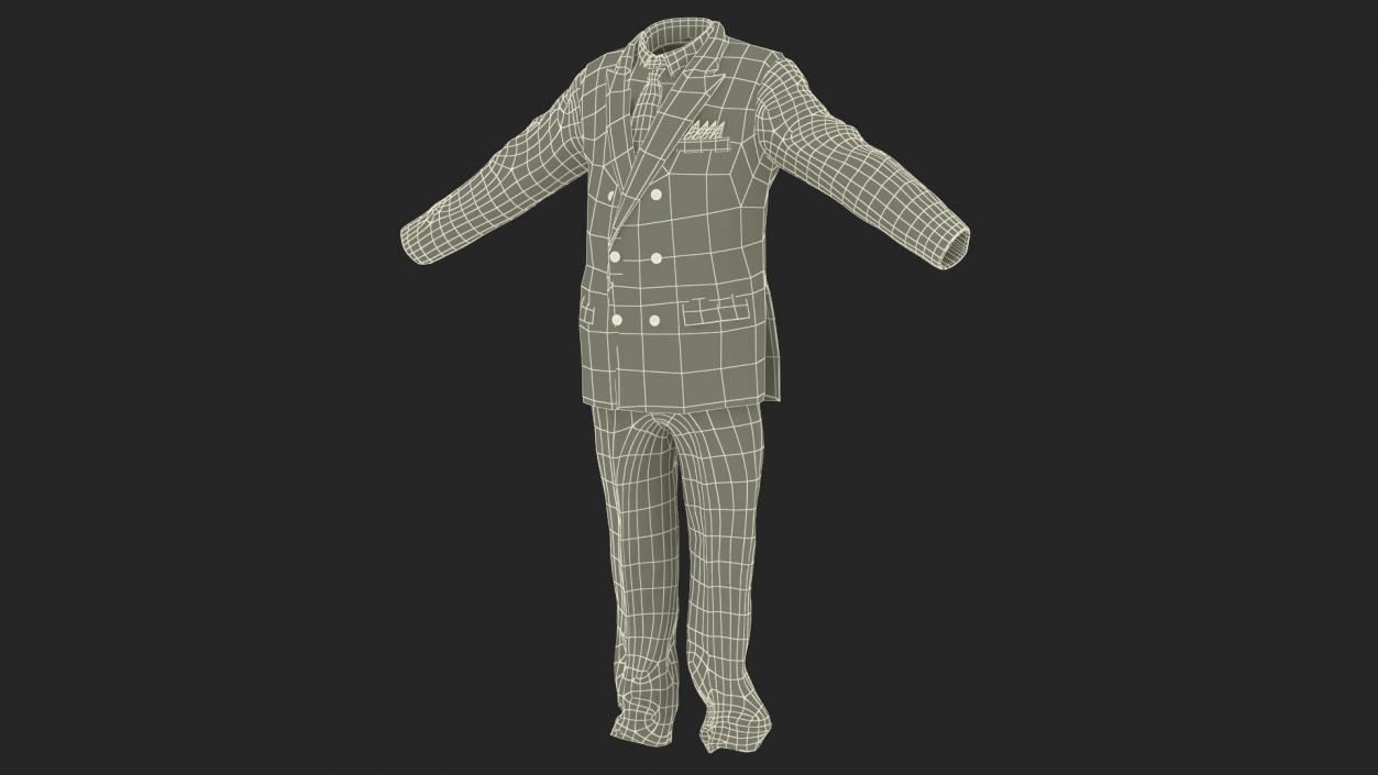 3D Business Suit Red Tie