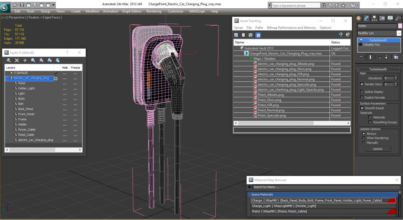 3D ChargePoint Electric Car Charging Plug model