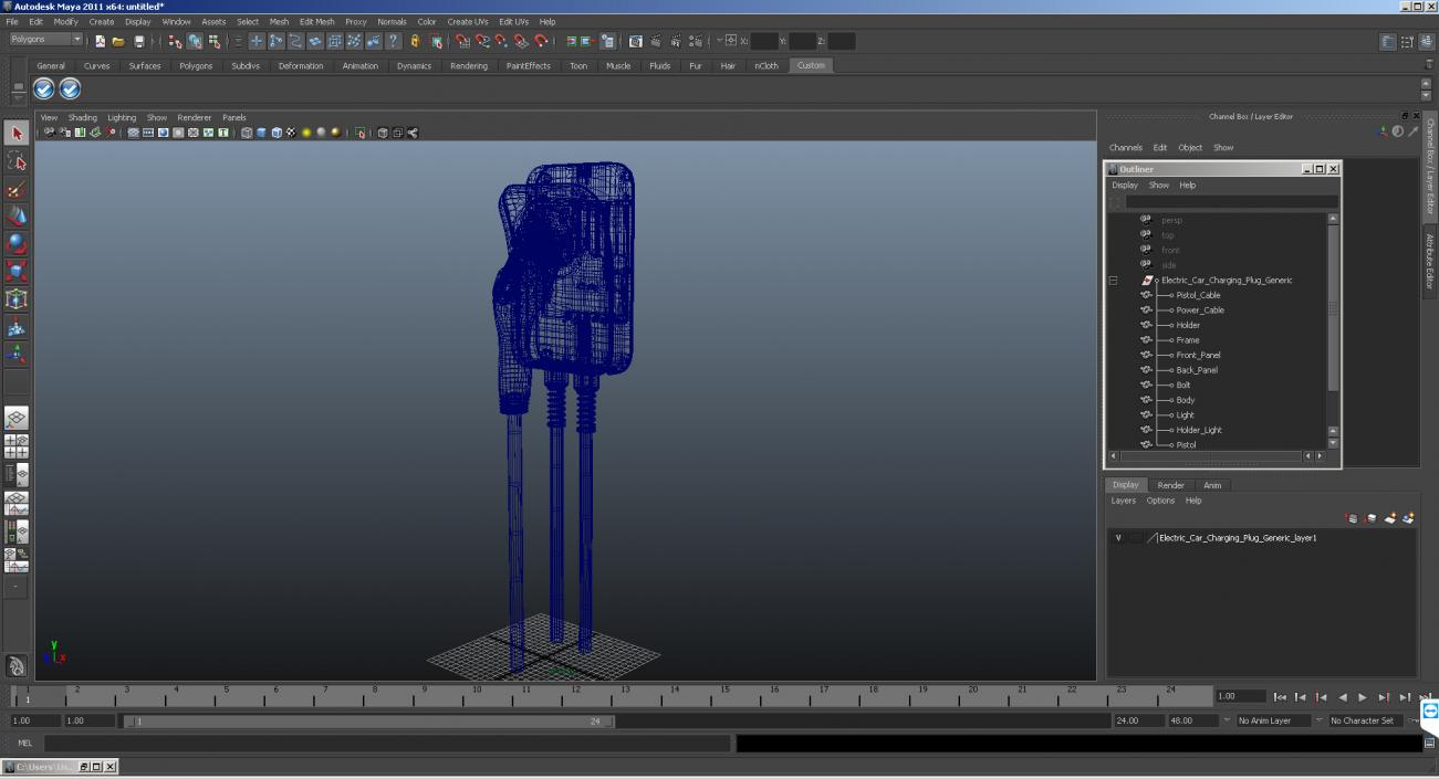 3D ChargePoint Electric Car Charging Plug model