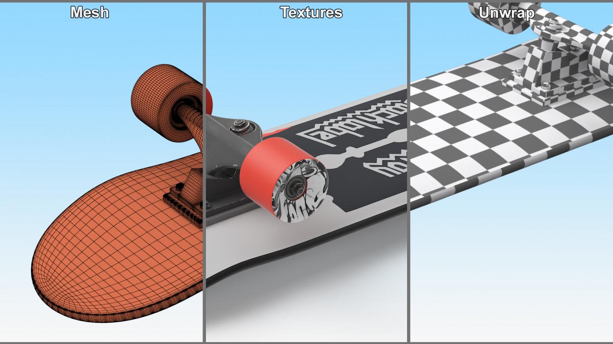 Classic Skateboard Black Label Mockup 3D