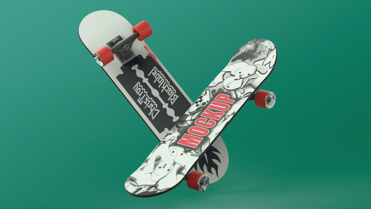 Classic Skateboard Black Label Mockup 3D