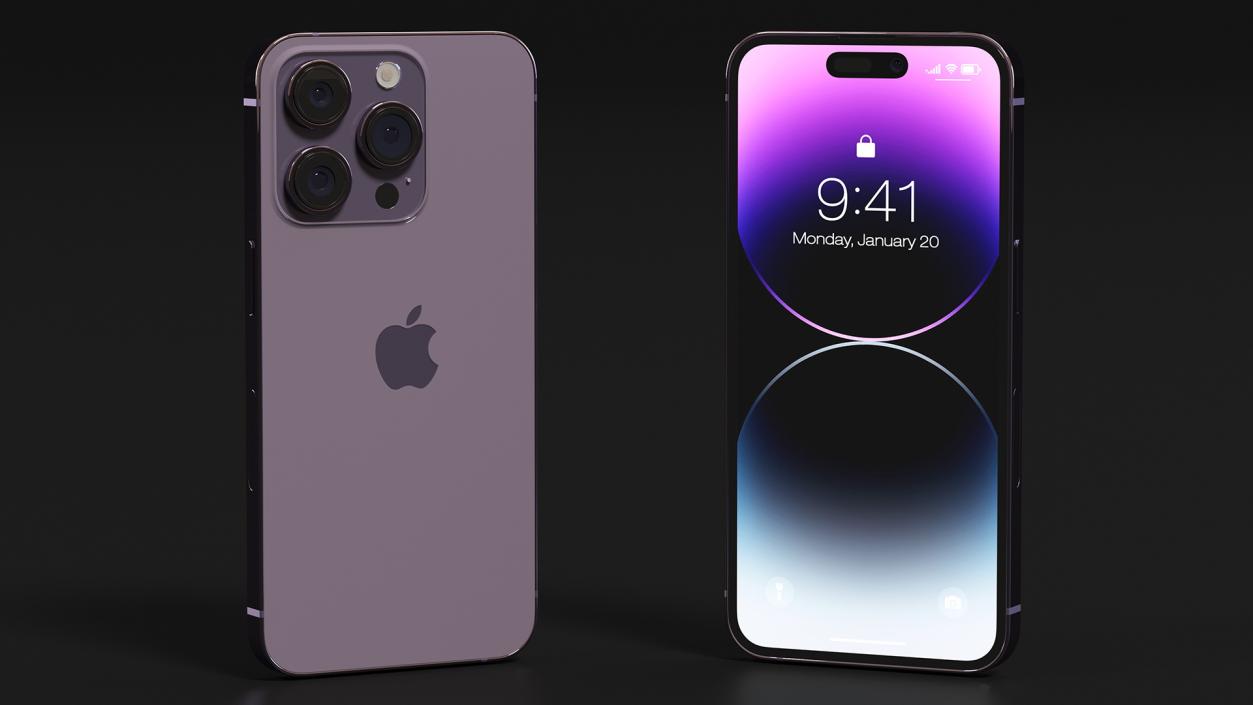 3D Apple iPhone 14 Pro Deep Purple