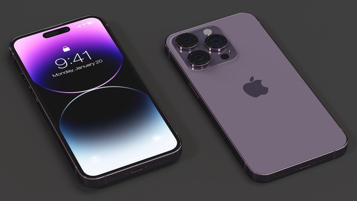 3D Apple iPhone 14 Pro Deep Purple