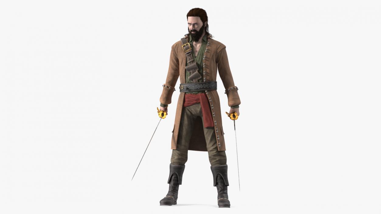 3D Rogue Pirate Man with Sabers model