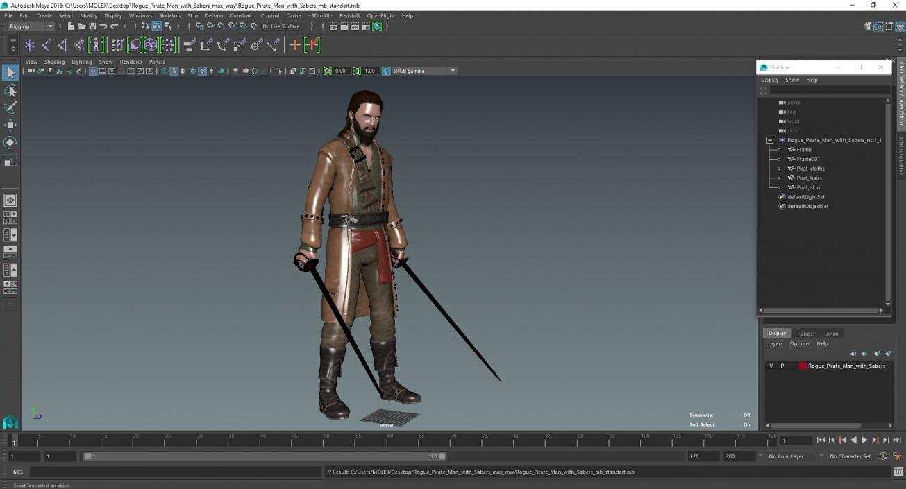 3D Rogue Pirate Man with Sabers model