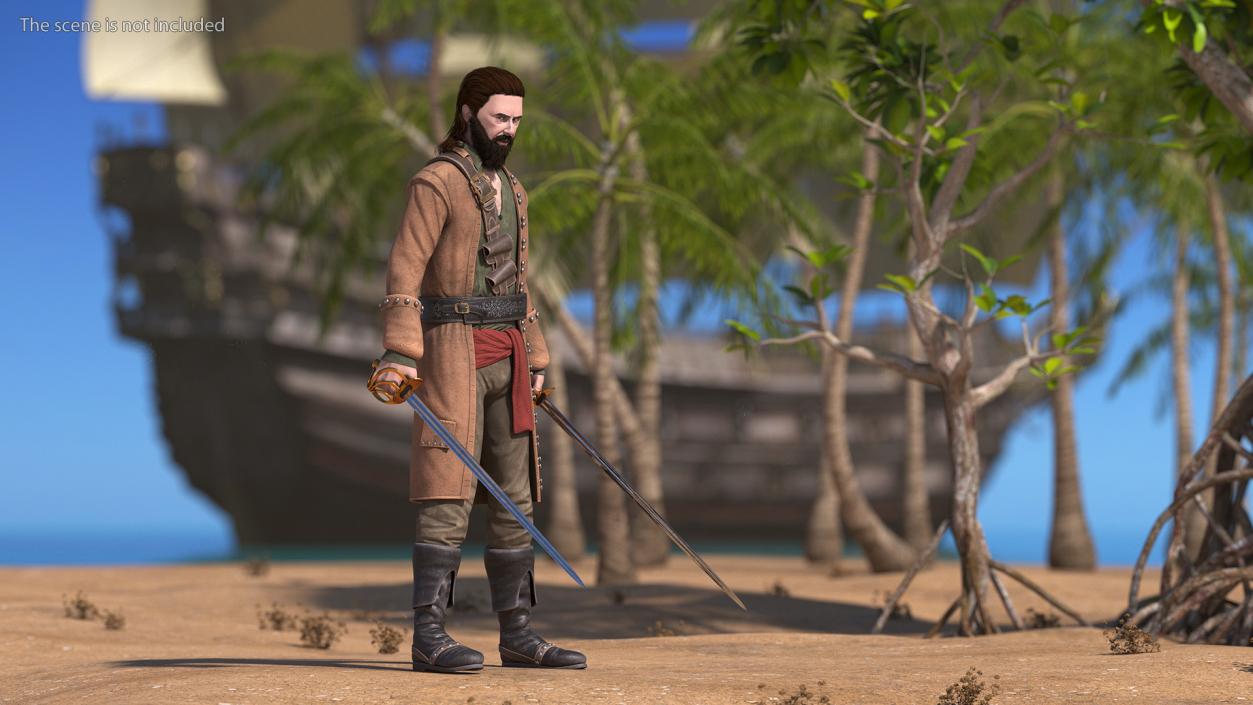 3D Rogue Pirate Man with Sabers model