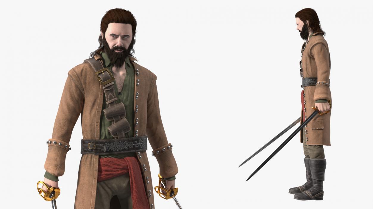 3D Rogue Pirate Man with Sabers model