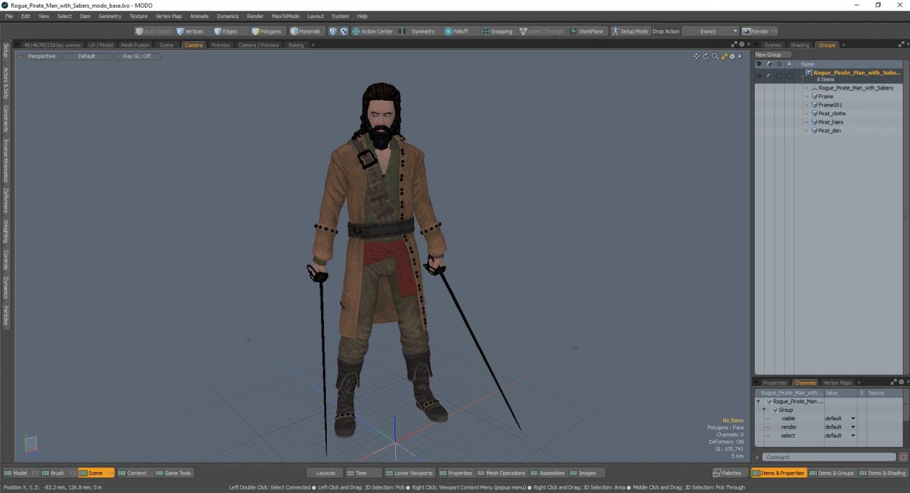 3D Rogue Pirate Man with Sabers model