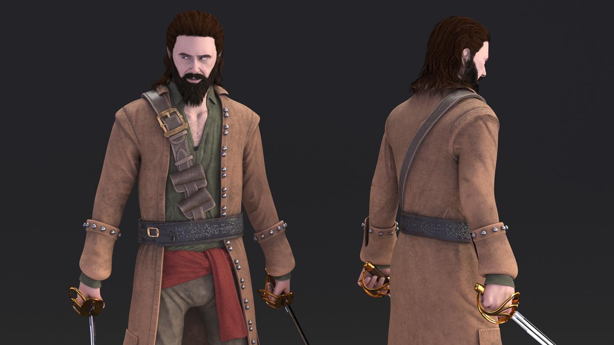 3D Rogue Pirate Man with Sabers model