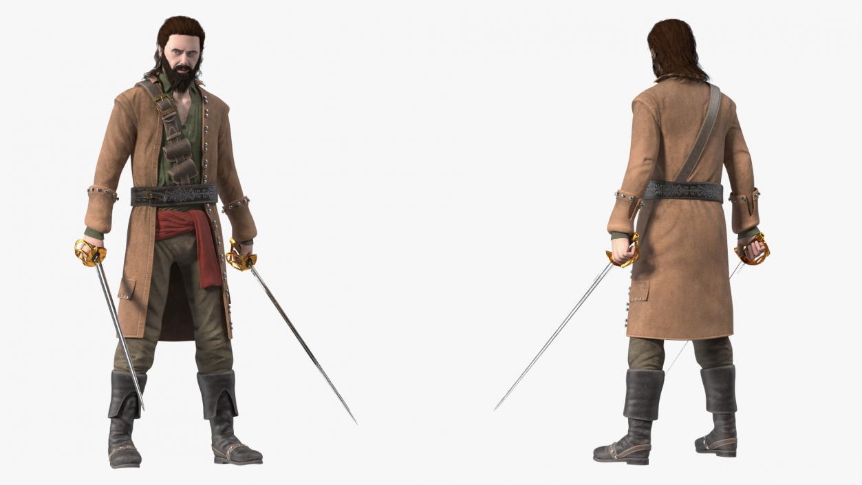 3D Rogue Pirate Man with Sabers model