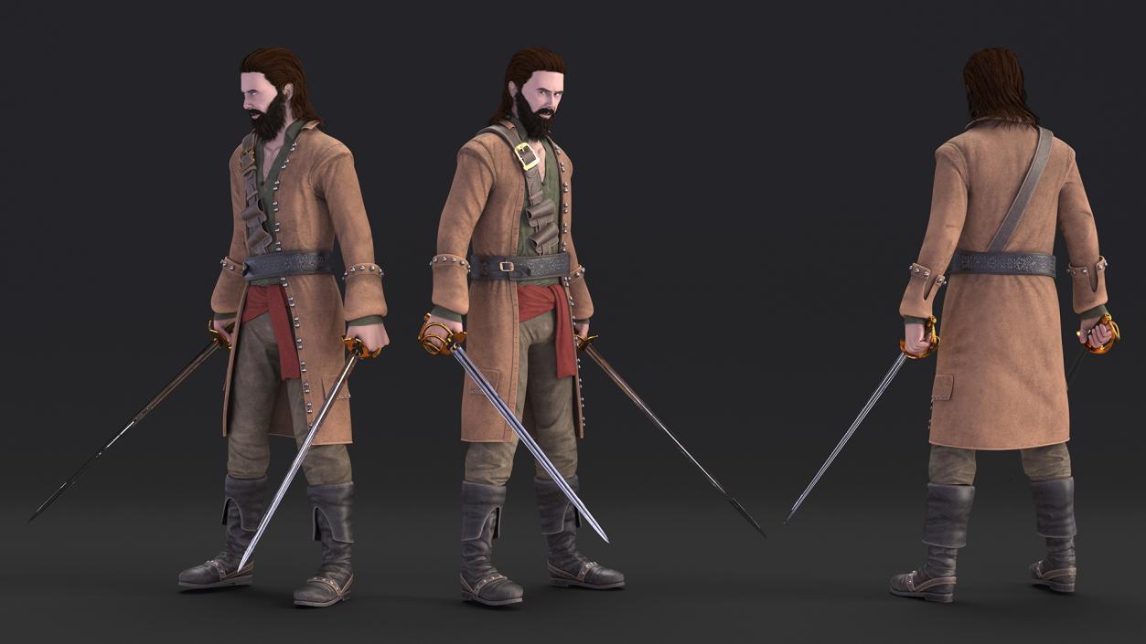 3D Rogue Pirate Man with Sabers model