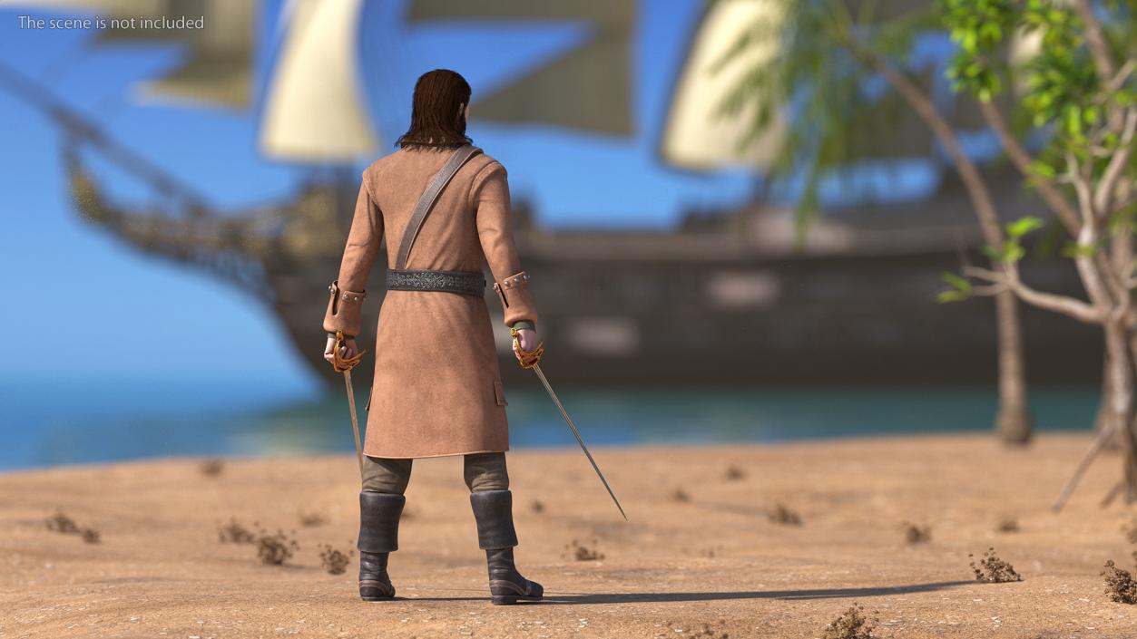 3D Rogue Pirate Man with Sabers model