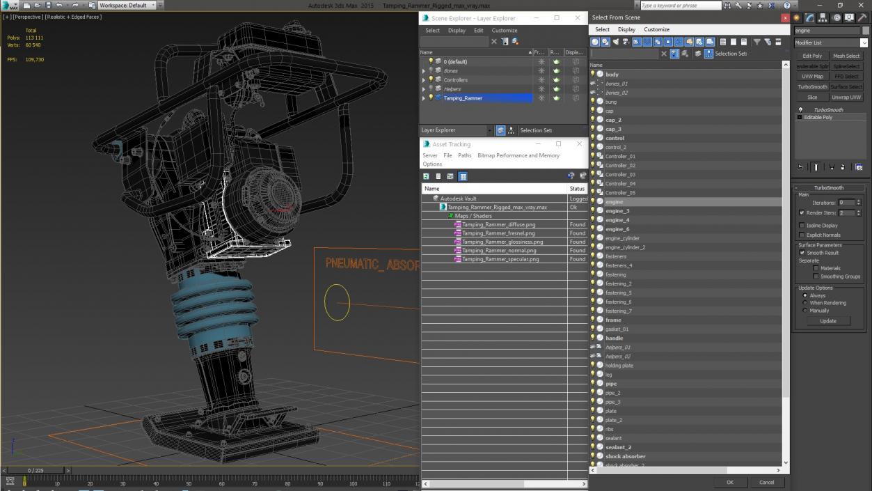 3D Tamping Rammer Rigged