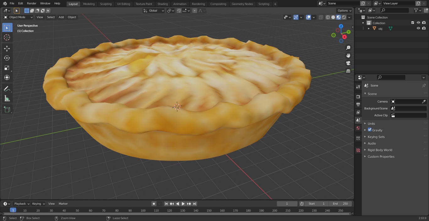 Open Face Apple Pie 3D model