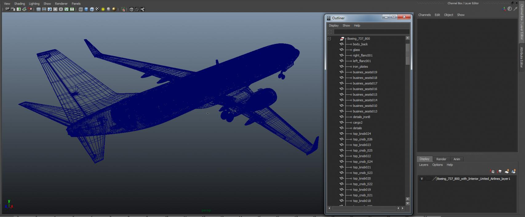 Boeing 737-800 with Interior United Airlines 3D model