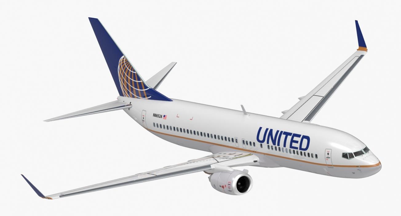 Boeing 737-800 with Interior United Airlines 3D model