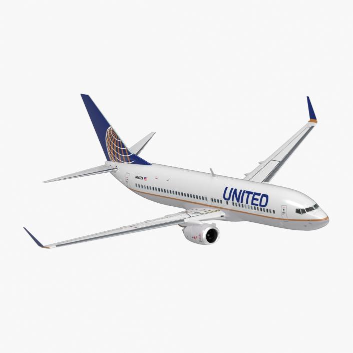 Boeing 737-800 with Interior United Airlines 3D model