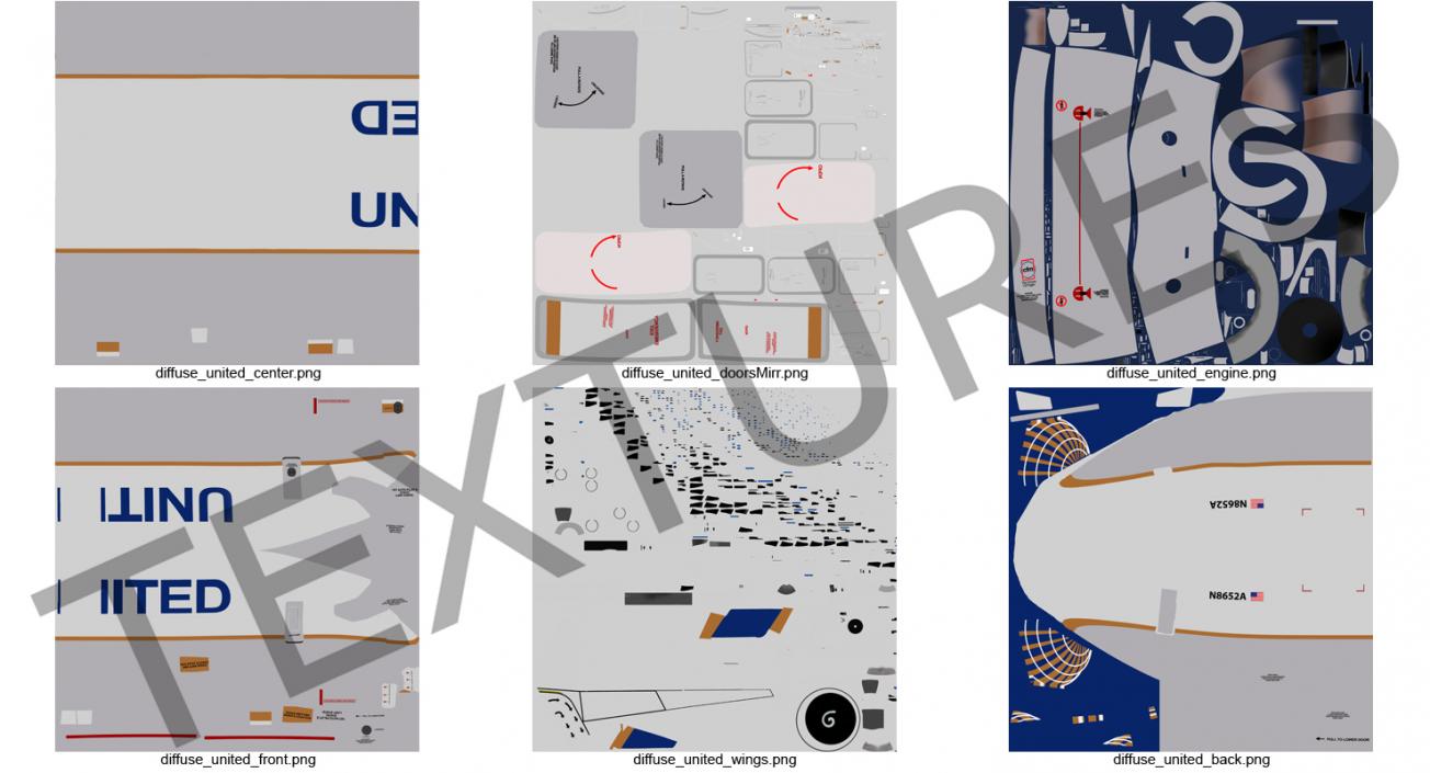 Boeing 737-800 with Interior United Airlines 3D model