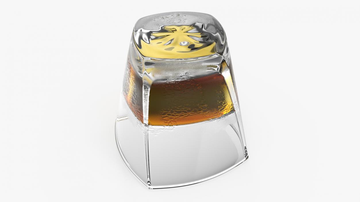 3D Misted Square Twisted Rocks Glass With Whiskey