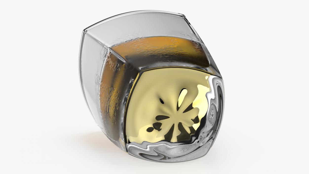 3D Misted Square Twisted Rocks Glass With Whiskey