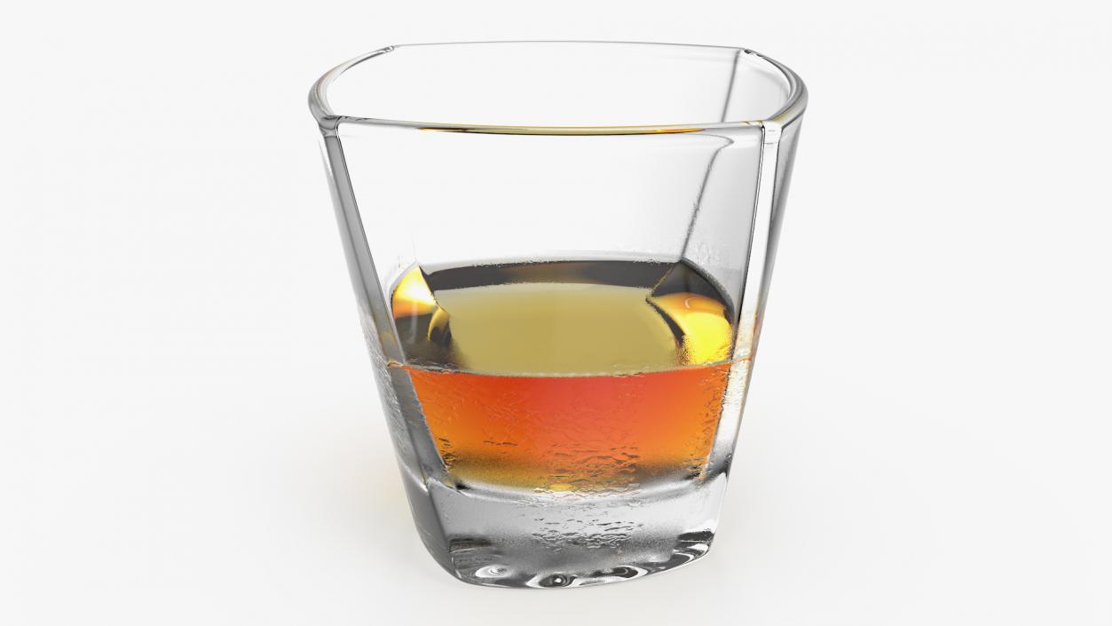 3D Misted Square Twisted Rocks Glass With Whiskey