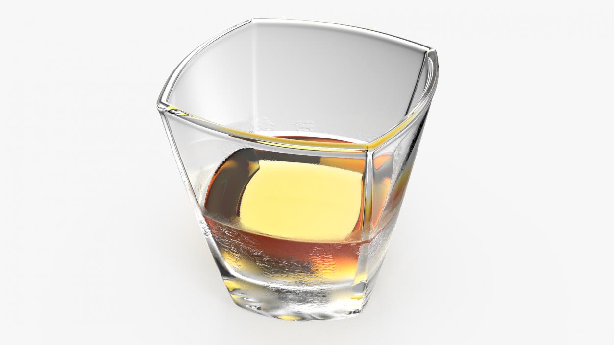 3D Misted Square Twisted Rocks Glass With Whiskey