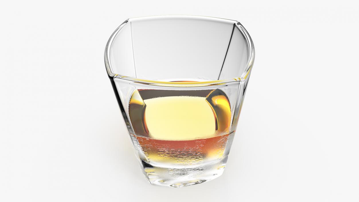 3D Misted Square Twisted Rocks Glass With Whiskey