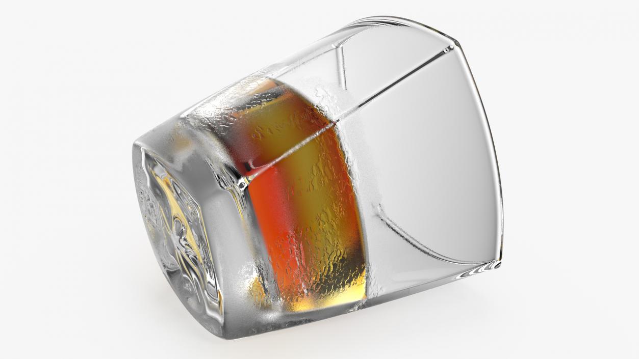 3D Misted Square Twisted Rocks Glass With Whiskey