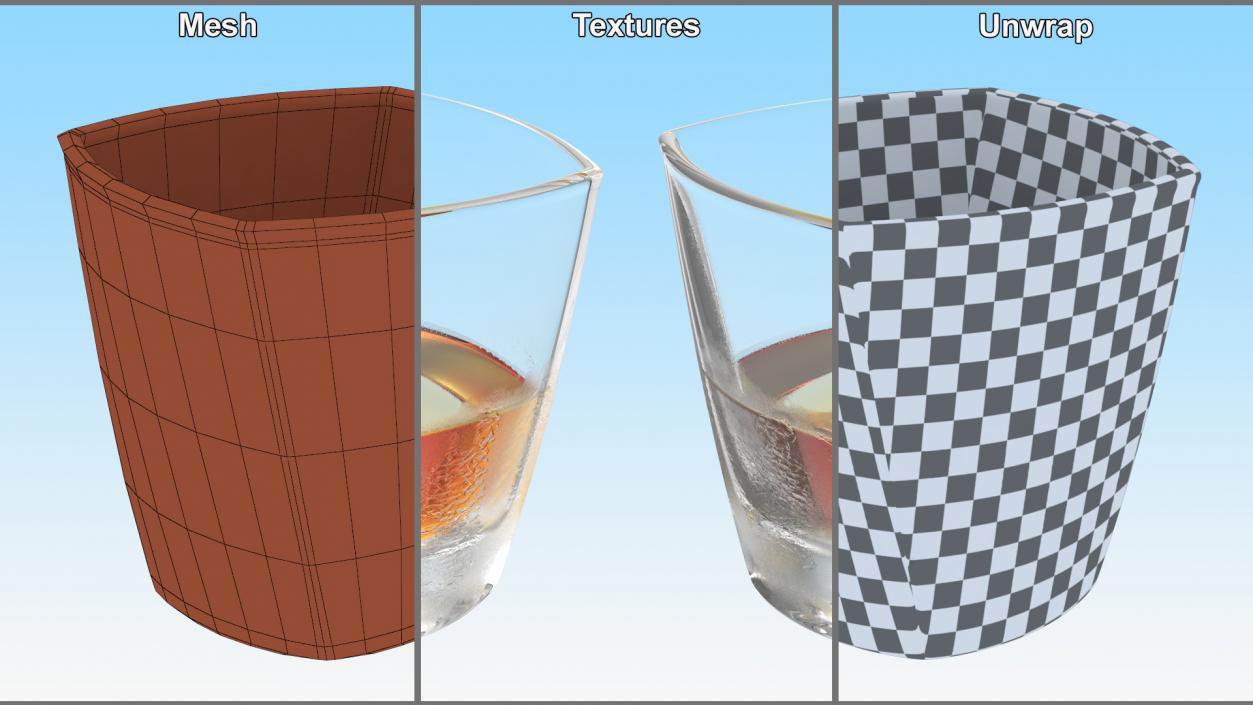 3D Misted Square Twisted Rocks Glass With Whiskey