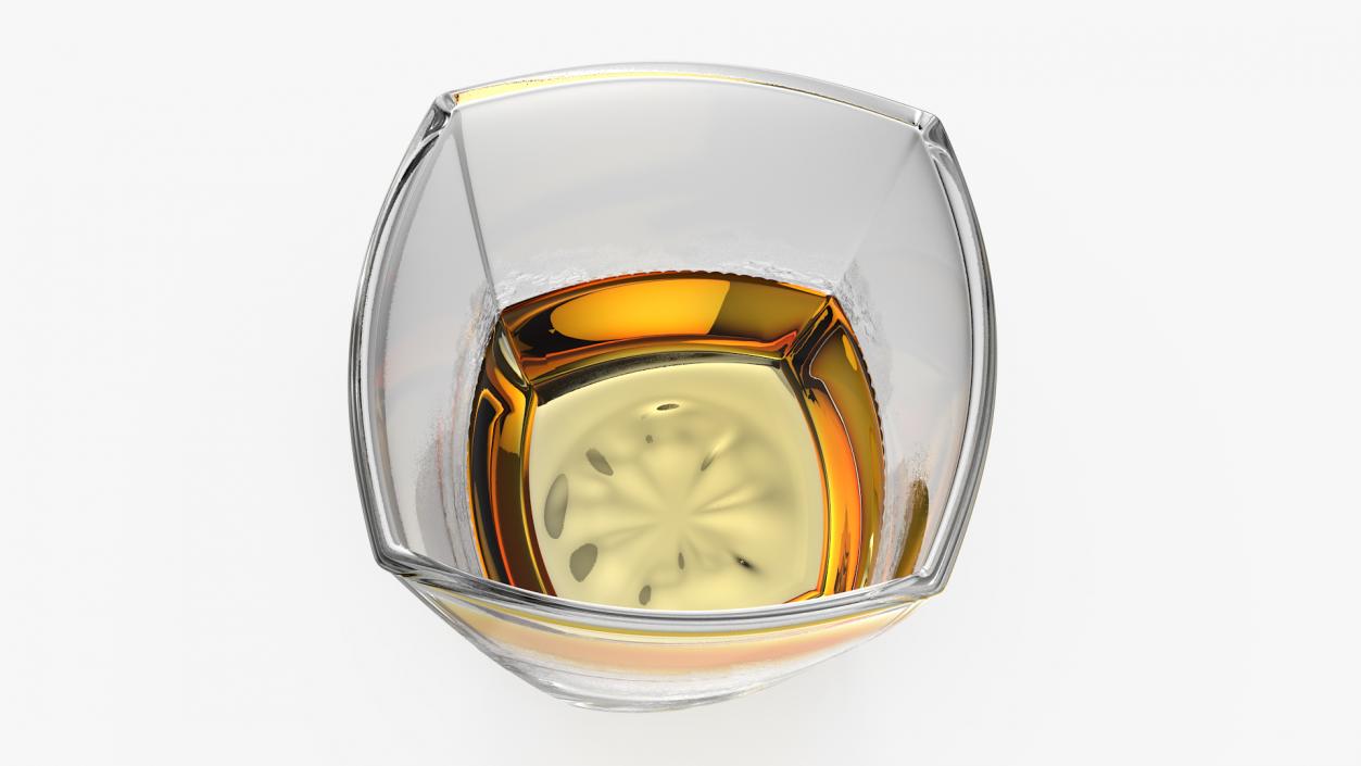 3D Misted Square Twisted Rocks Glass With Whiskey