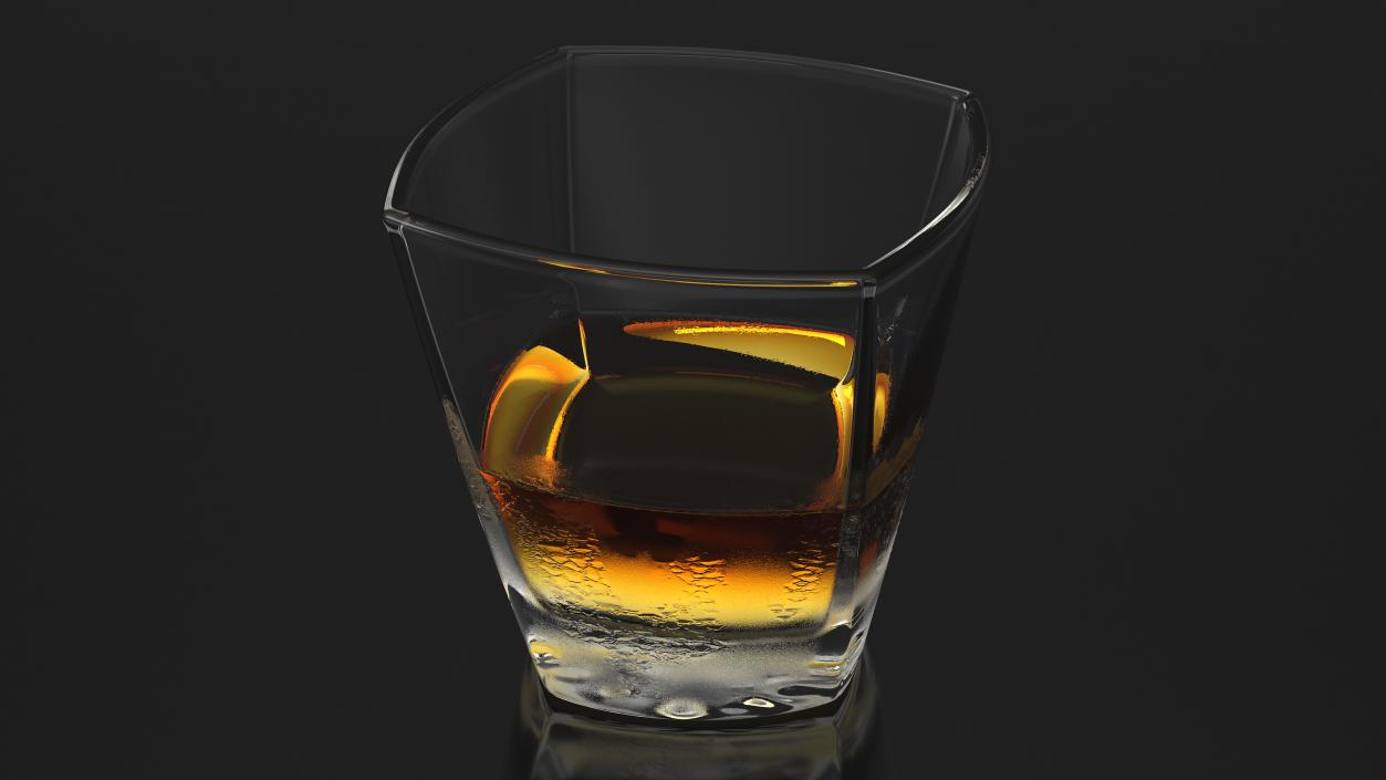 3D Misted Square Twisted Rocks Glass With Whiskey