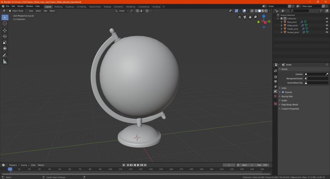 3D Classic Globe model