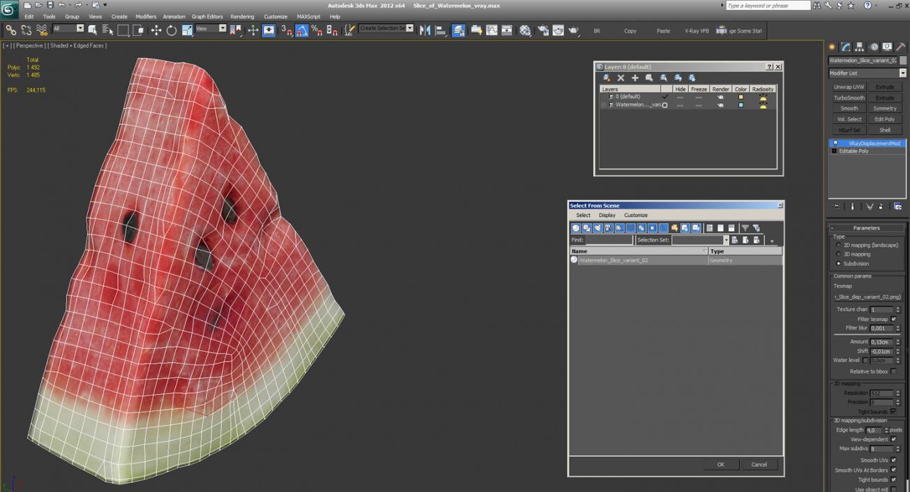 Slice of Watermelon 3D model