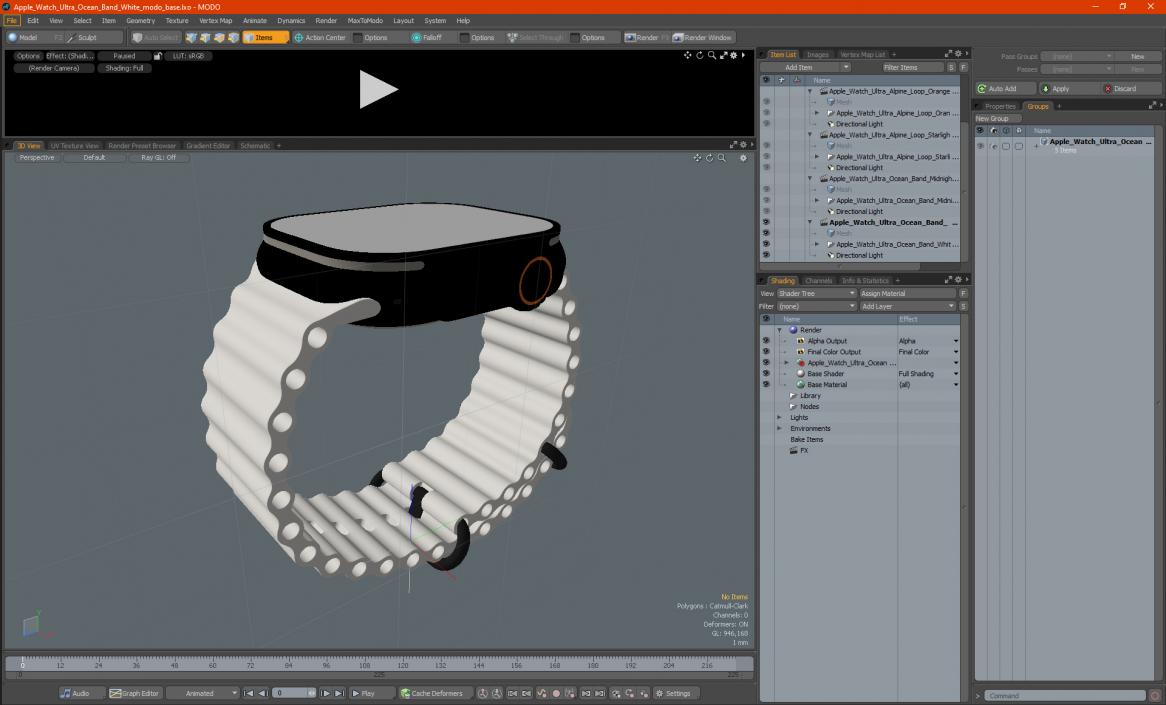 Apple Watch Ultra Ocean Band White 3D model