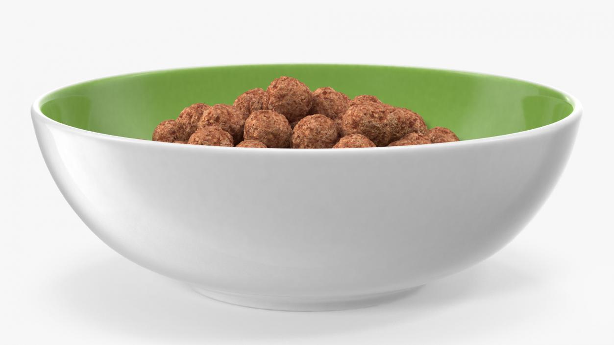 Chocolate Cereal Balls in a Bowl 3D