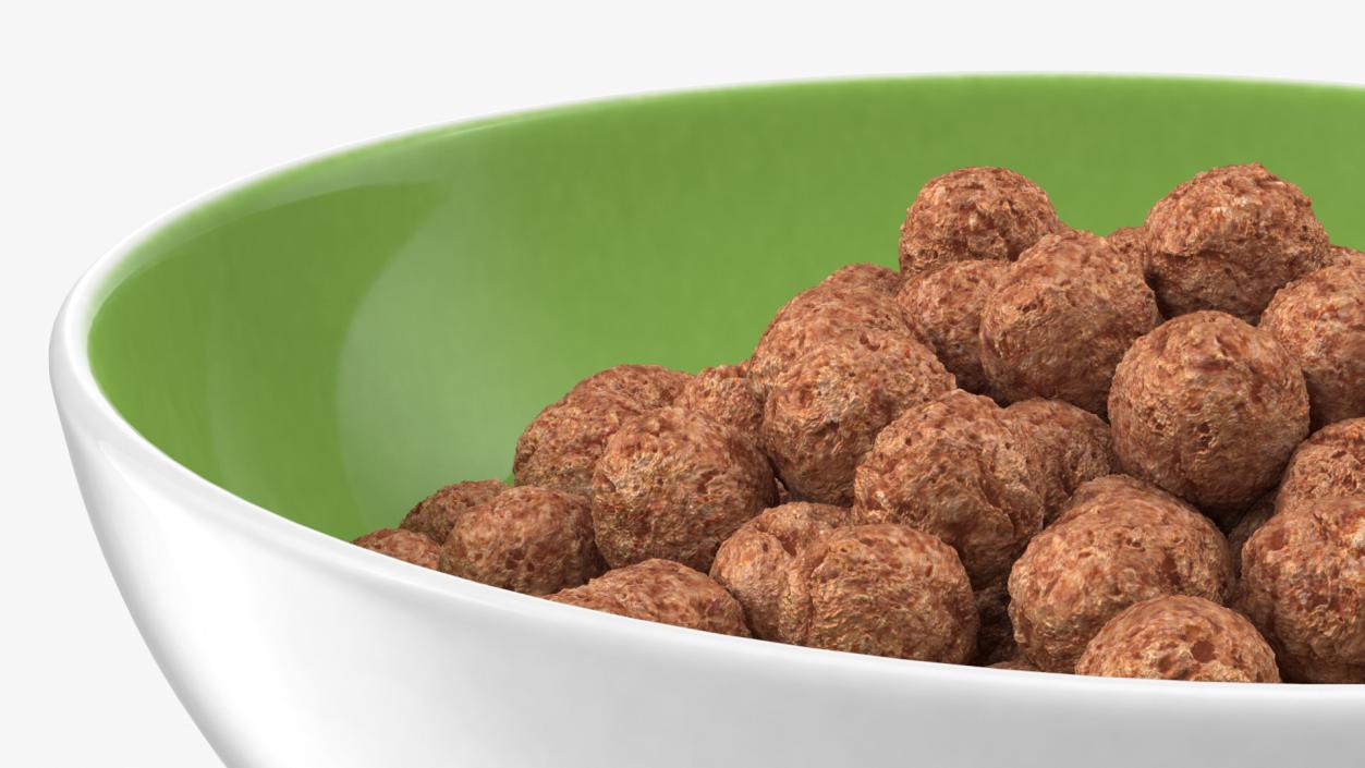 Chocolate Cereal Balls in a Bowl 3D