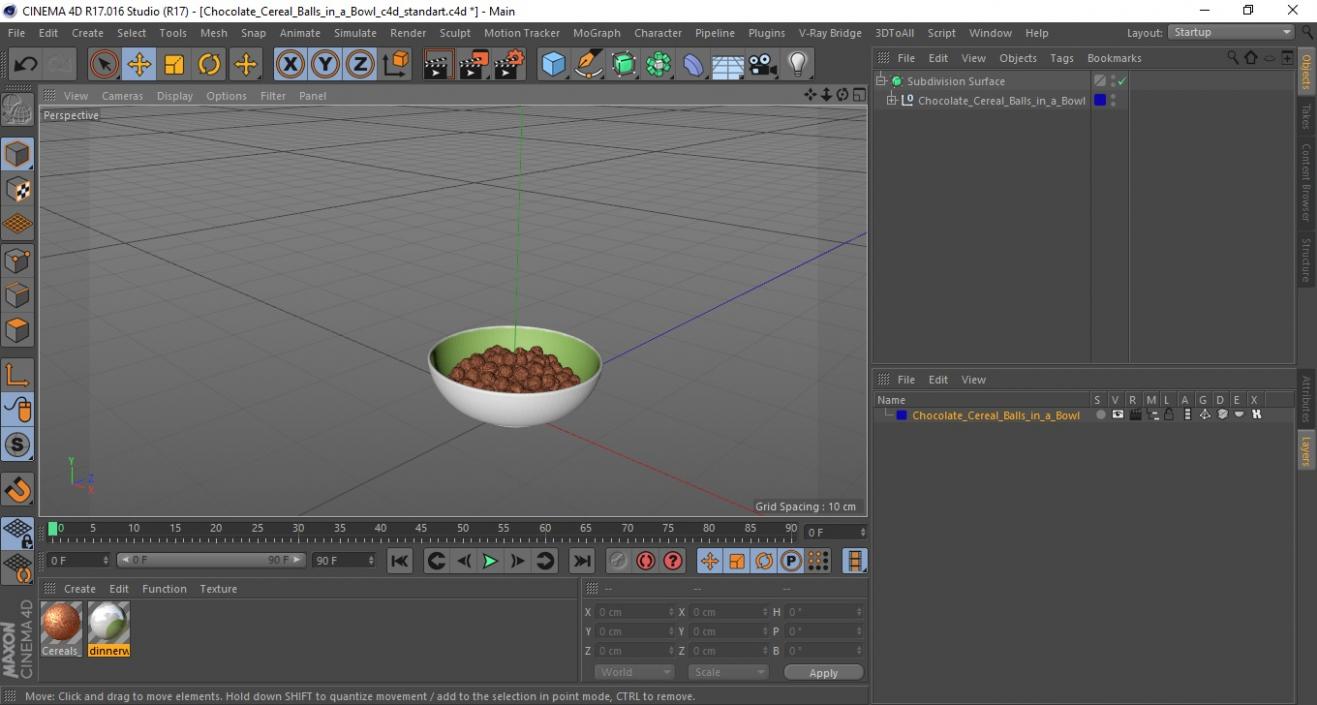 Chocolate Cereal Balls in a Bowl 3D