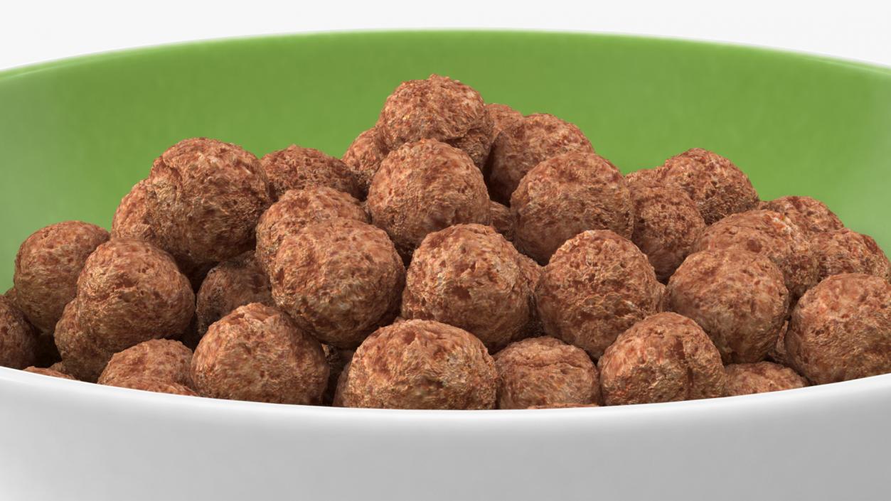 Chocolate Cereal Balls in a Bowl 3D