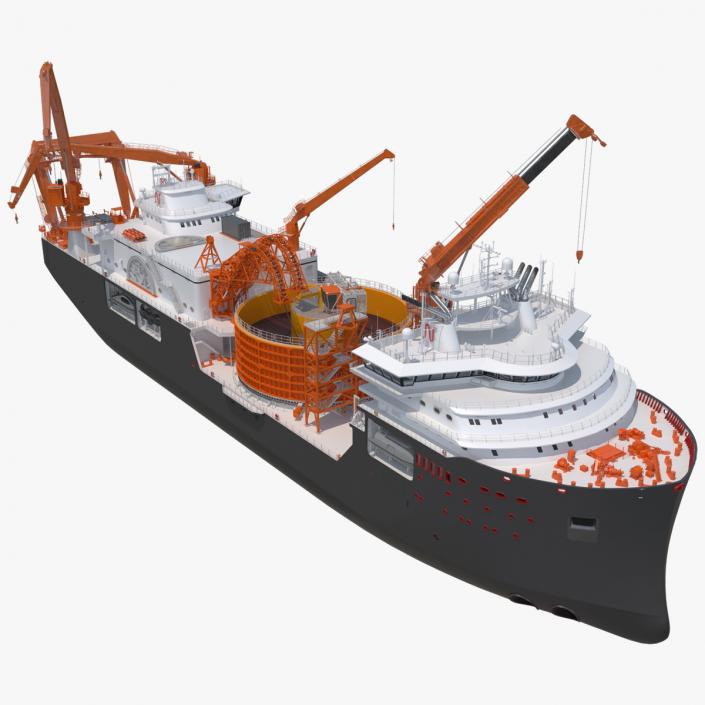 Cable Installation Vessels Black Rigged 3D model